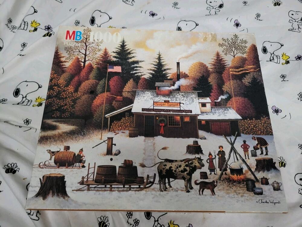 Vintage Charles Wysocki "Vermont Rock Maple Treetappers " 1000 Piece Puzzle